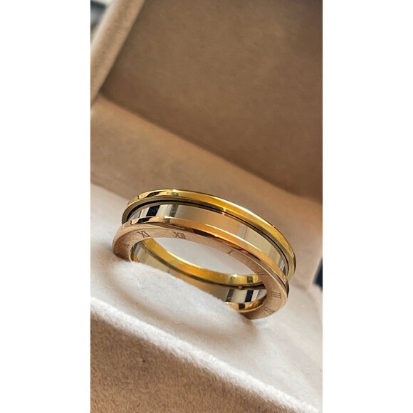 Gold & Silver thick band Mens wedding ring - Picture 2 of 6